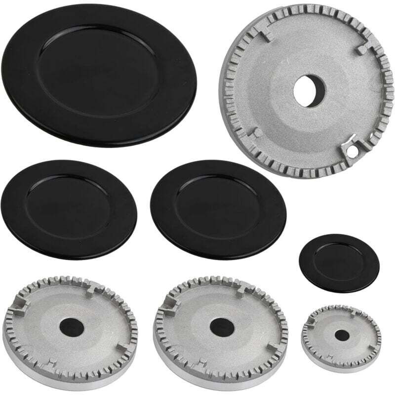 Set di 8 tappi per bruciatori, bruciatori per fornelli a gas, tappi a corona per bruciatori a gas, per piani cottura Ariston, Indesit, Samet, Nardi