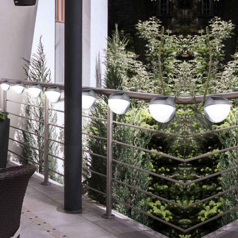 Etc-shop - 8er Set led Solar Außen Garten Lampen Zaun Leuchten IP44 Beleuchtungen rund