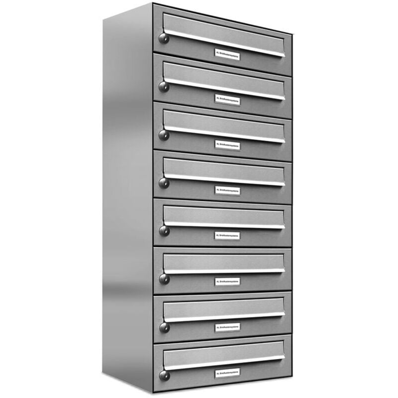 Al Briefkastensysteme - 8er V2A Edelstahl Wandbriefkasten Anlage 8 Fach Briefkasten Postkasten