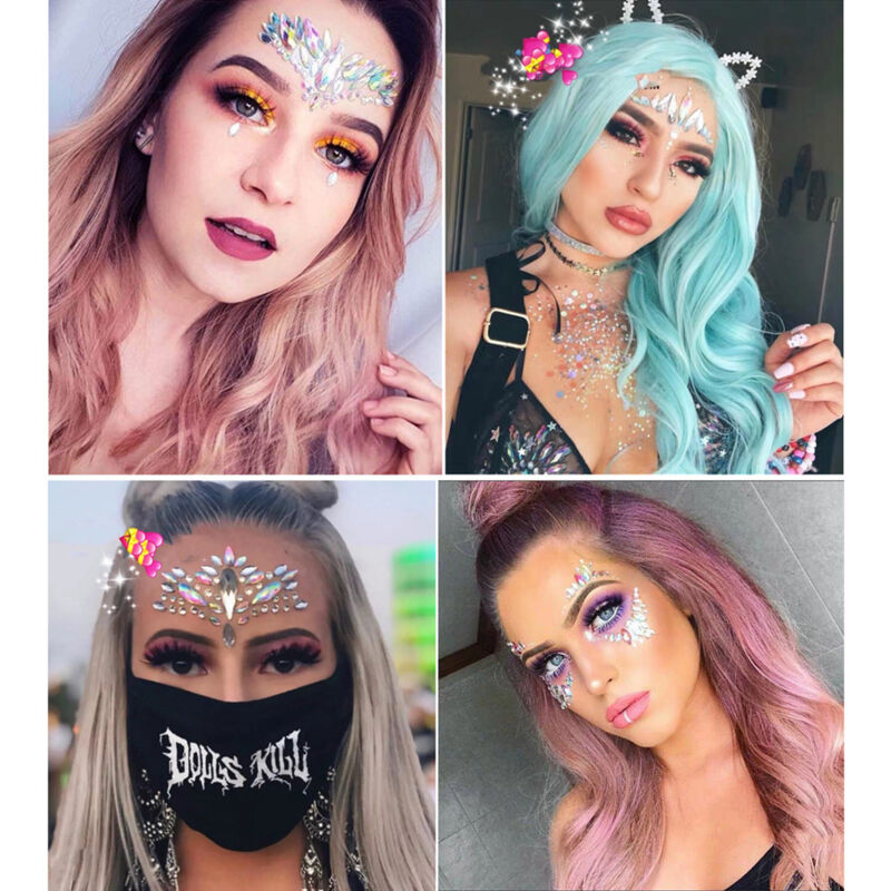 8PCS Gesicht Strasssteine, Temporäre Tattoos Glitzer Schmucksteine Schmucksteine Festival Face Sticker für Karneval Schminke, Parties-Couleur