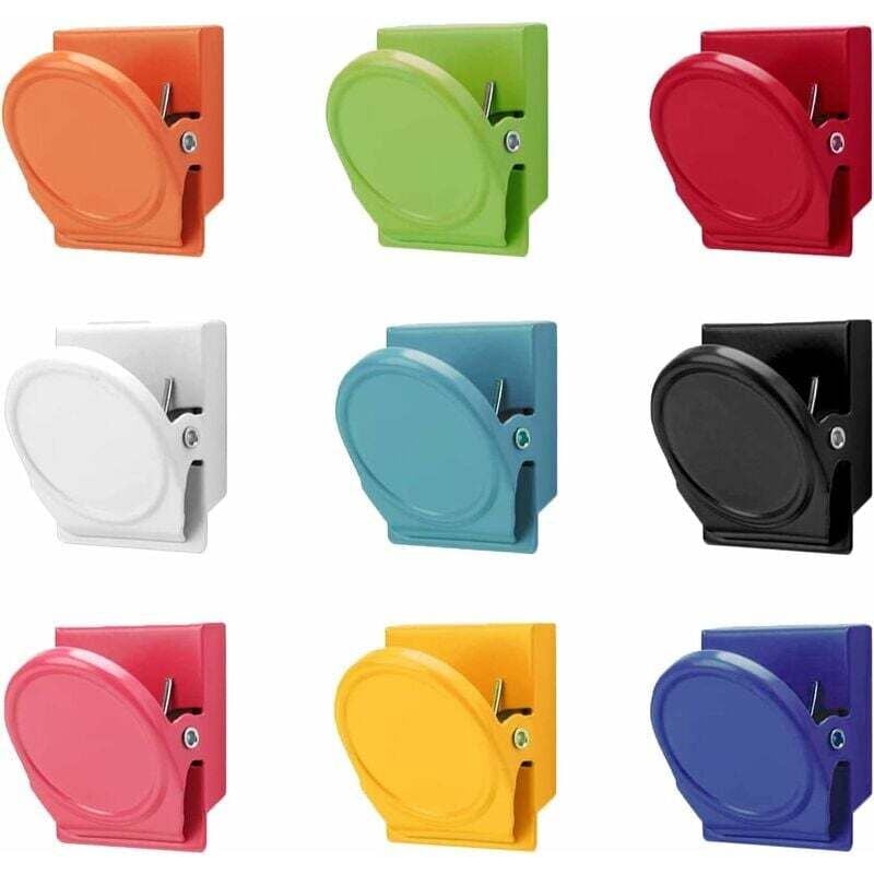 9 Stück Kühlschrank-Magnetklammern, starke Whiteboard-Magnete, bunte kratzfeste Magnetklammern für Zuhause, Büro, Schule