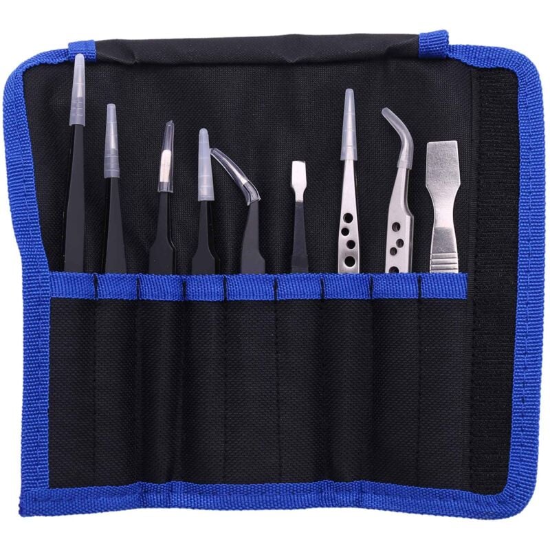 9 StüCke Pinzette Set Edelstahl Anti Statische PräZision Spinzette für Elektronische Handy Reparatur Werkzeuge Hand