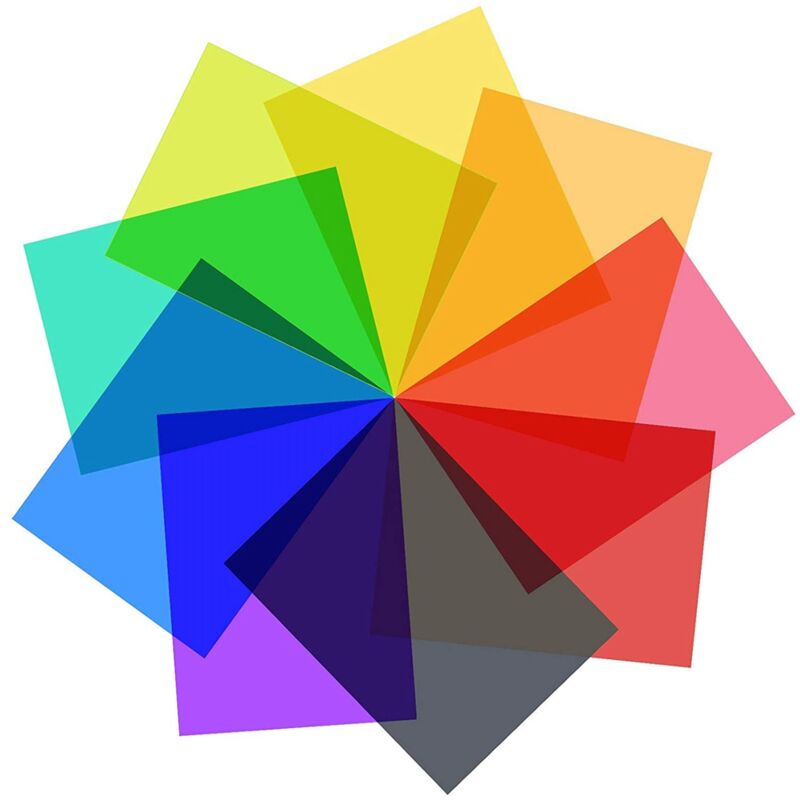 9-Teiliger Gel-Lichtfilter, Farbkorrektur, Farbige Overlays, Filmbeleuchtung, Gelfilter für Film, Video, Foto, BüHne (Mehrfarbig)