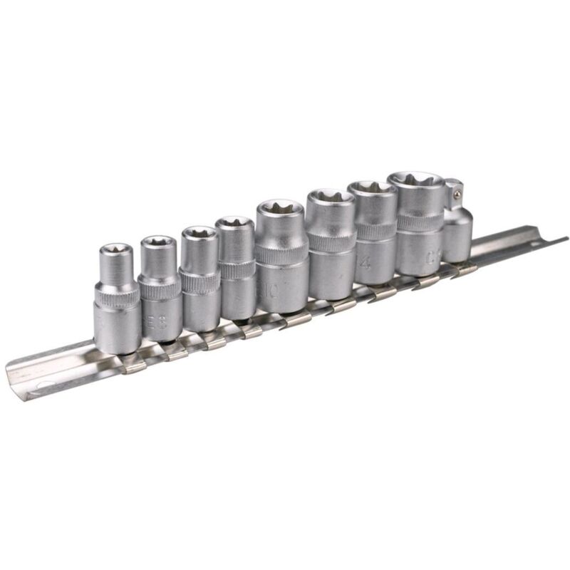 9-tlg. Außensechsrund-Nuss E-Profil von E5 bis E16