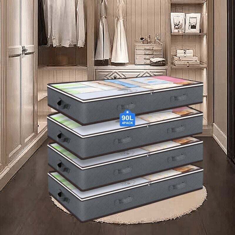 90-Liter-Aufbewahrungsboxen für unter das Bett, Schrankorganizer und Aufbewahrungsboxen, faltbare Aufbewahrungstaschen für unter das Bett für Decken,