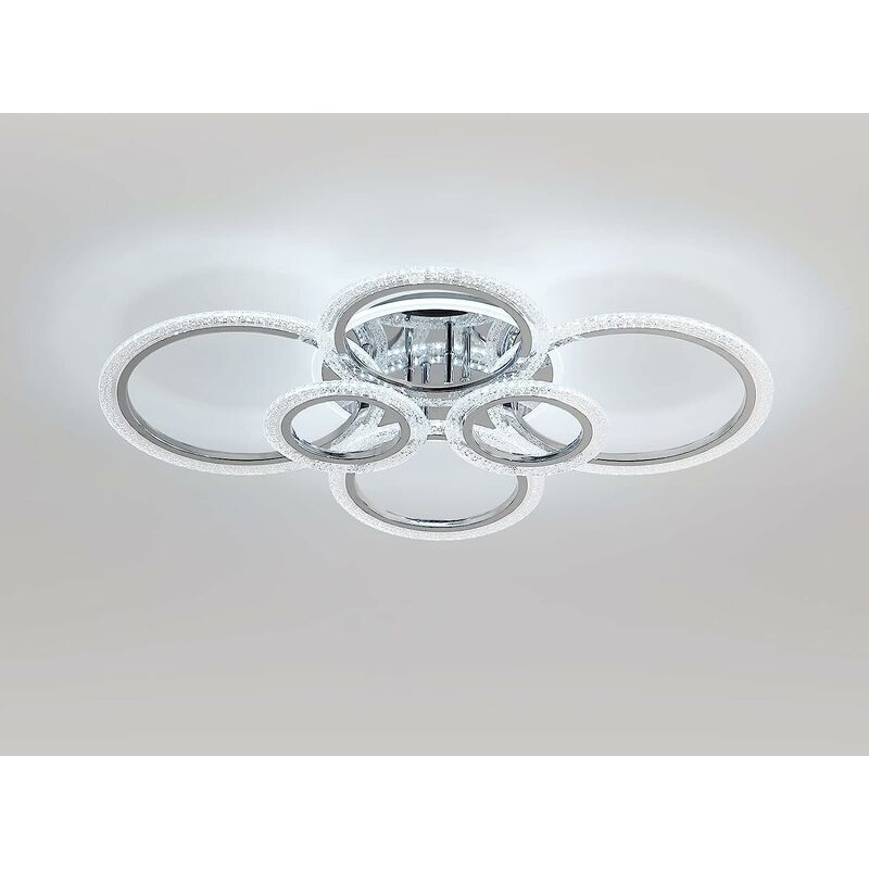 Comely - 92W led Deckenleuchte, Moderne Deckenleuchte mit 6 Ringen, 9200LM 6500K Kaltweiß Deckenleuchte für Wohnzimmer, Schlafzimmer, Küche, Flur,