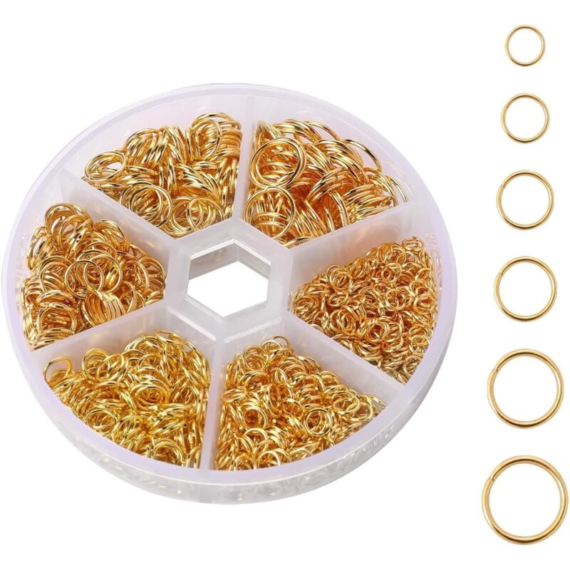 Bluedeer - 970 Stück Goldschmuckringe zur Herstellung von Goldschmuck – offene Metallringe für selbstgemachten Schmuck, Reparatur von Halsketten,