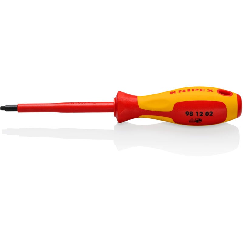 Knipex - 98 12 02 Schraubendreher für Robertsonschrauben R2 isoliert mit Mehrkomponenten-Hüllen, VDE-geprüft brüniert 210 mm