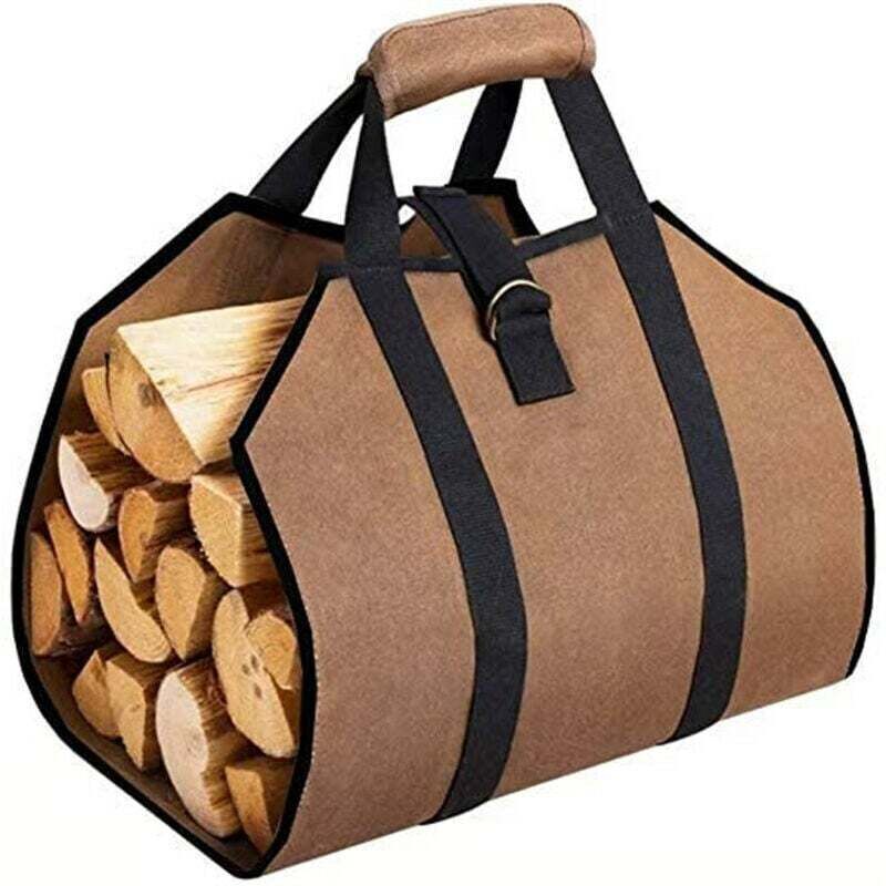 99 x 45,7 cm Segeltuch-Holztasche, Kamin-Heiztasche, wasserdichte Outdoor-Holzträger-Aufbewahrung für Brennholz mit rutschfesten, starken Griffen und