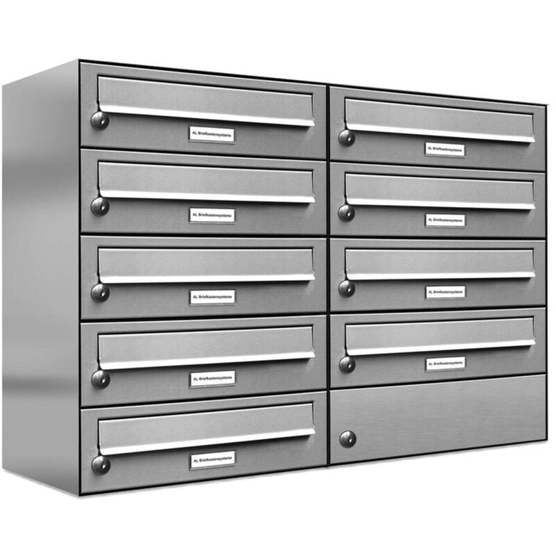 9er V2A Edelstahl Wandbriefkasten Anlage 9 Fach Briefkasten Postkasten