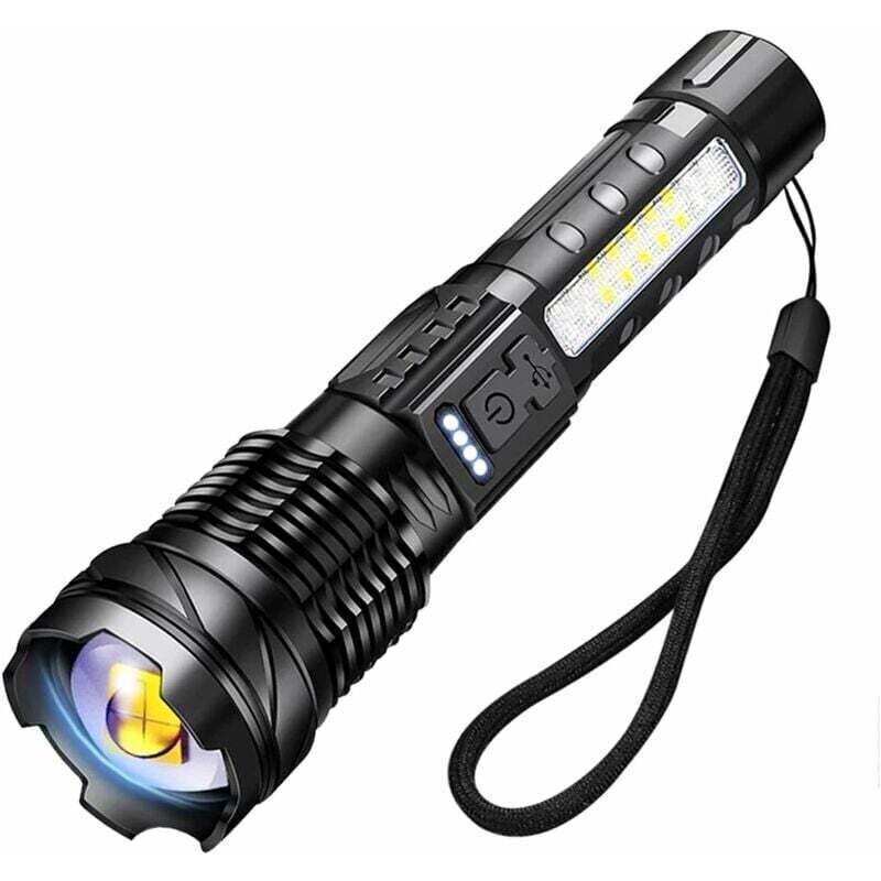 A76 Ultrastarke LED-Taschenlampe 20000 Lumen USB-wiederaufladbare Taschenlampe 7 Modi Taktische Taschenlampe mit Clip für Camping Wandern Notfall