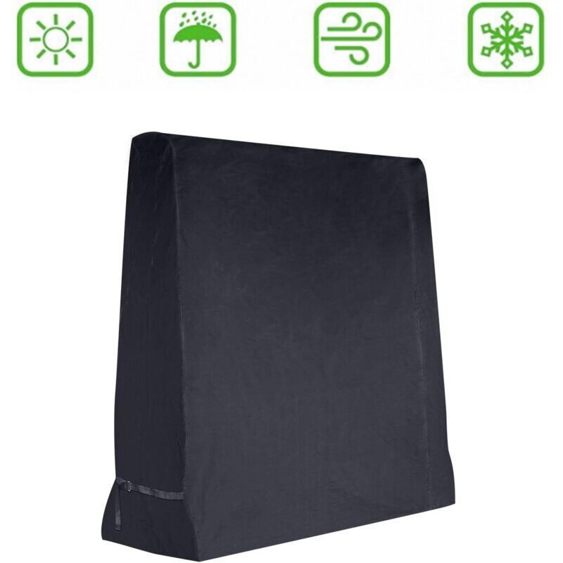 Abdeckung Gartenmöbel Wasserdicht , Schutzhülle für Tischtennisplatte, wasserdicht, für den Außenbereich, schwarzes 201D Oxford-Gewebe, 165 x 70 x