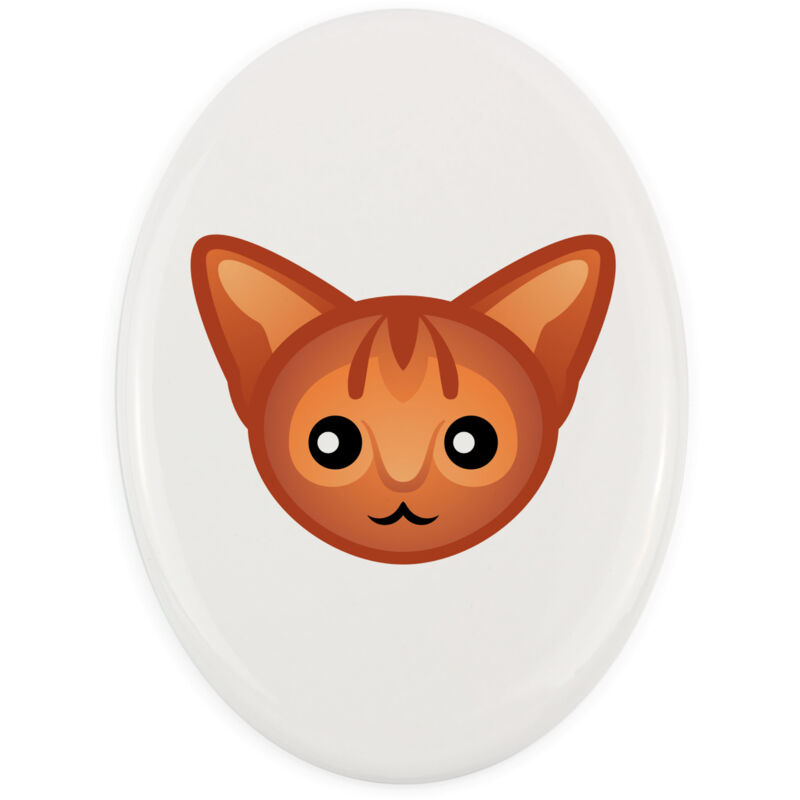 Abessinier - Keramik-Grabsteinfliese mit Grafik und Aufschrift der Marke Art-Dog