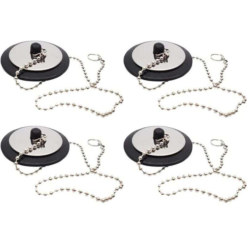 Abflussstopfen mit Kette, Gummi-Ablaufabdeckung, Badezimmer-Waschbeckenzubehör mit Kette, 4 Gummi-Ablaufstopfen mit Kette, für Waschbecken,