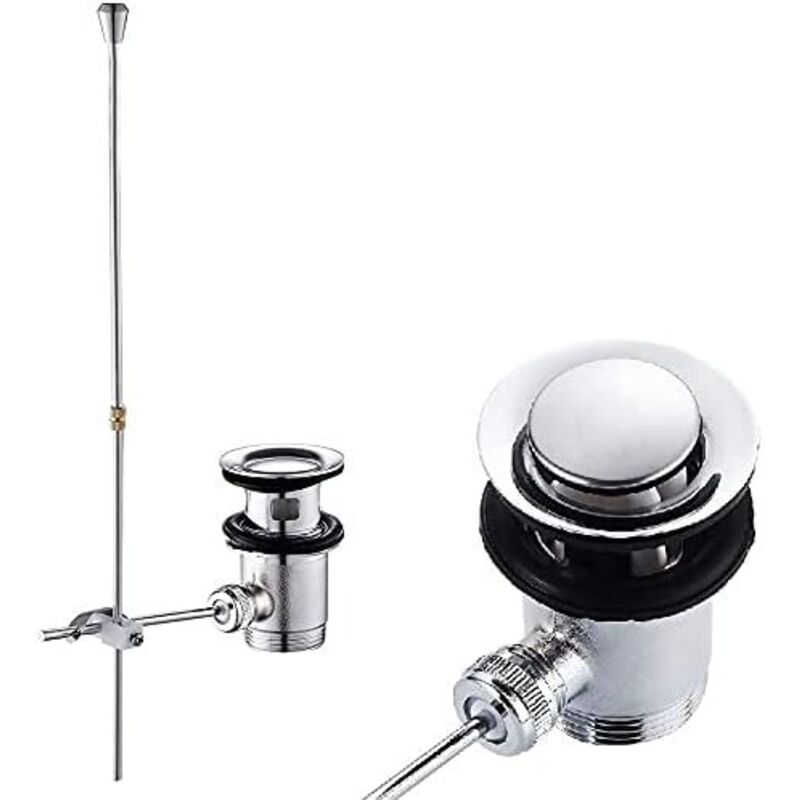 Ablaufgarnitur Waschbecken mit Überlauf Zugstange Ablaufventil Waschbecken Chrom Exzenter Ablaufgarnitur Waschbecken Waschbeckenstöpsel 1 1/4 Stöpsel