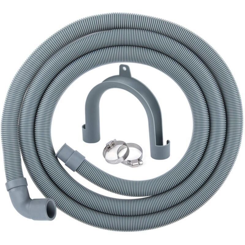 Ablaufschlauch für Waschmaschinen, 2,50 m Ablaufschlauch für Waschmaschinen und Geschirrspüler, Schlauchverlängerung inklusive Halterung und