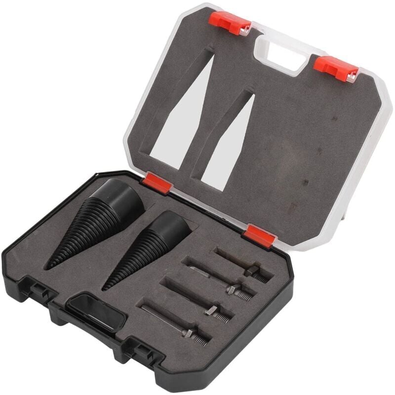 Abnehmbarer Brennholz-Holzspalter-Bohrer, 6-teiliger Holzspalter-Bohrer, Hochleistungs-Kegelbohrer, 32 mm 42 mm Kegel, Holzbohrer mit 4