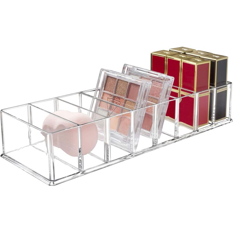 Abnehmbarer Kosmetik Organizer 8 Fächer - Transparente Plexiglas Aufbewahrungsbox für Kommode und Badezimmer