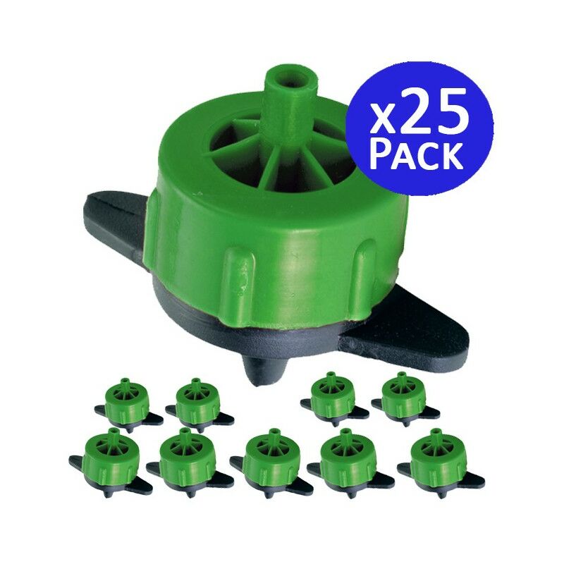 25 Stück Autokompenserender Tropfer 2 Liter, Demontierbare Tropfköpfe für Bewässerung, Pflanzen, Töpfe, Mikroschläuche