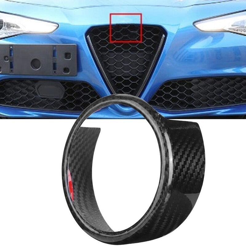 ABS Carbon Fiber Heck Grill Front Grill Logo Dekor Ring Schwarz Getrimmt Rahmen Passt für Giulia 2017-2020