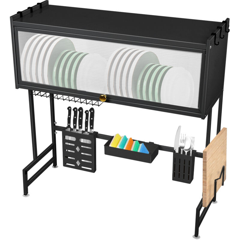 Abtropfgestell über der Spüle Ablage über der Spüle Aufbewahrungsorganisator 65x30x78cm Schwarz