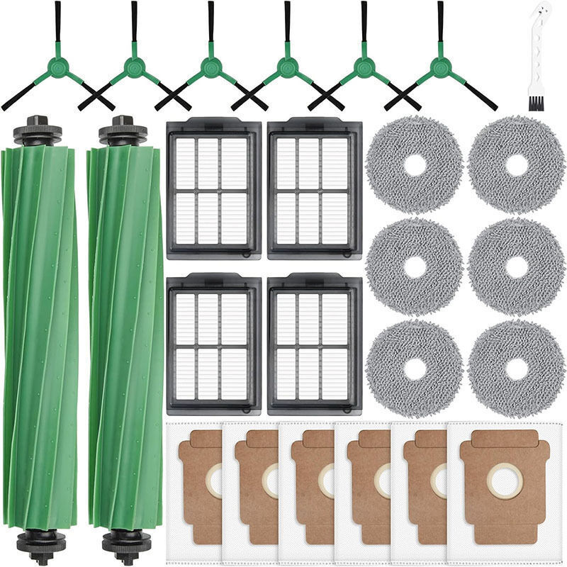 Zubehör kompatibel mit den iRobot Roomba 405/505 Kombi-Staubsaugern: 2 rotierende Bürsten, 6 Staubbeutel, 6 Reinigungstücher, 4 HEPA-Filter, 6