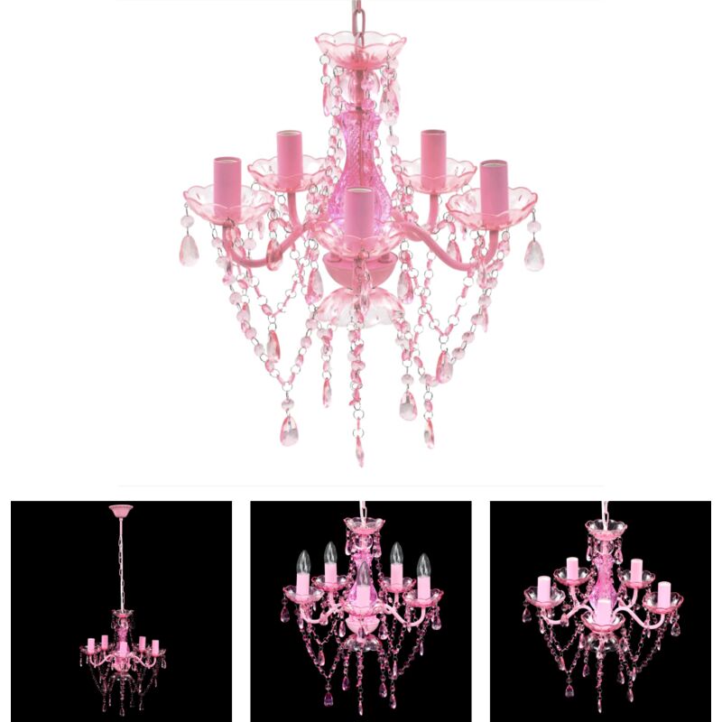 Youthup - The Living Store Kronleuchter 5 Glühbirnen Rosa - Kronleuchter - Rosa