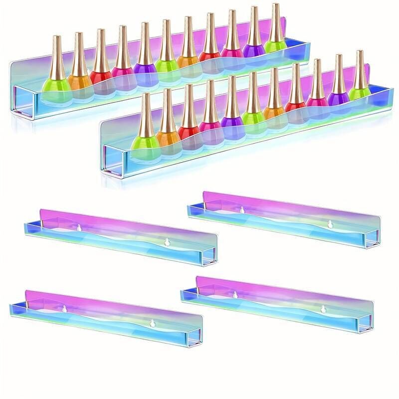 Acrylregal für Nagellackfläschchen in Regenbogenfarben, Wandregal zur Präsentation von Nagelkunst, Aufbewahrungsregal für Zuhause
