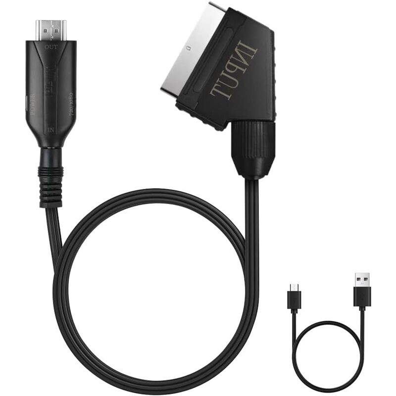 Adapter, SCART-zu-HDMI-Konverter mit HDMI-Kabel, für Full HD 720P/1080P-Fernseher, für Sky Blu-Ray-Player STB Xbox PS3