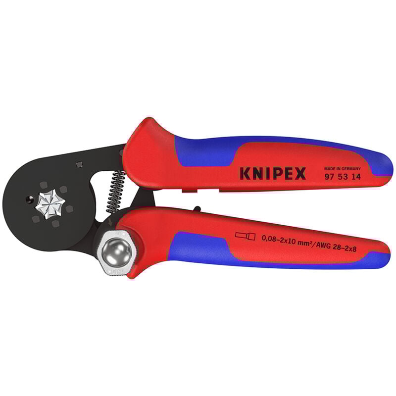 KNIPEX 97 53 14 Selbsteinstellende Crimpzange für Aderendhülsen mit Seiteneinführung mit Mehrkomponenten-Hüllen brüniert 180 mm