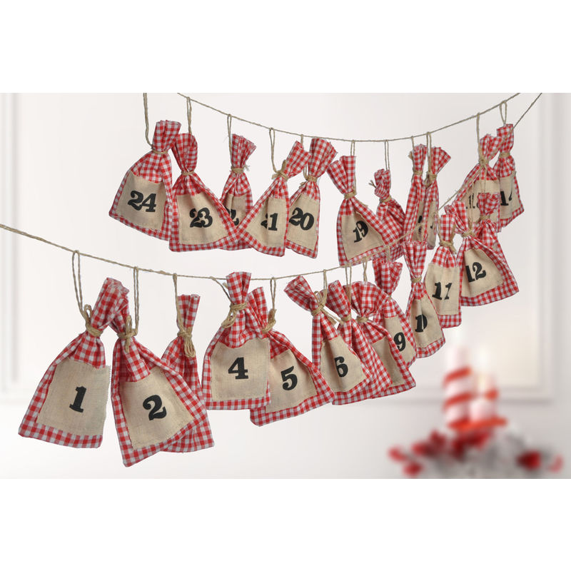 Spetebo - diy Adventskalender - mit 24 Stoffsäckchen - Adventskette zum selbst Befüllen