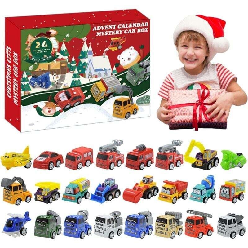 Adventskalender für Jungen – Countdown-Kalender für Kinder – 24-Tage-Countdown-Kalender – Geschenkset mit 24 Mini-Rückziehfahrzeugen
