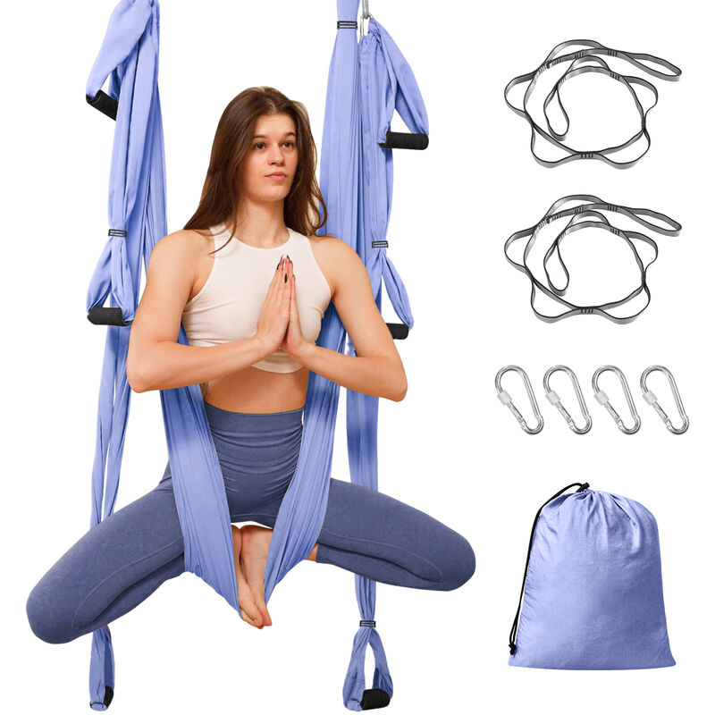 Aerial Yoga Schaukel Yoga Hängematte Set mit Tragetasche und Verlängerungsgurten, Trapez Sling für Home Gym Anti-Schwerkraft Inversion Pilate