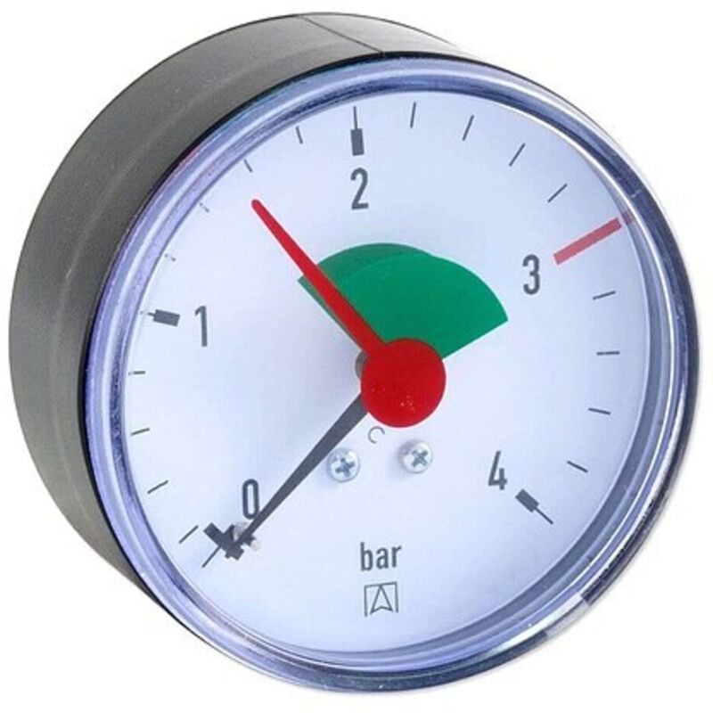 AFRISO Manometer HZ 63 - Anschluss axial/zentrisch 3/8'' AG selbstdichtend, Anzeige 0-4 bar, rote Markierung bei 3,0 bar