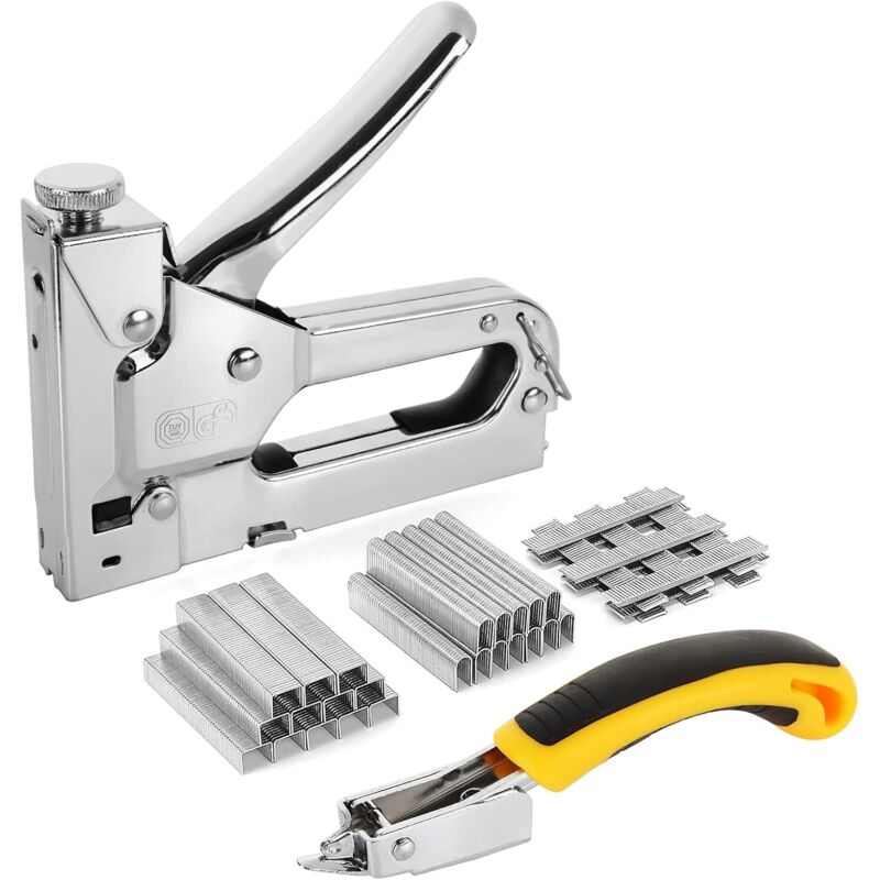 3-in-1-Hochleistungs-Wandheftgerät mit Klammerentferner und 3000 Klammern, manueller Polsterhefter aus Stahl für Heimwerker