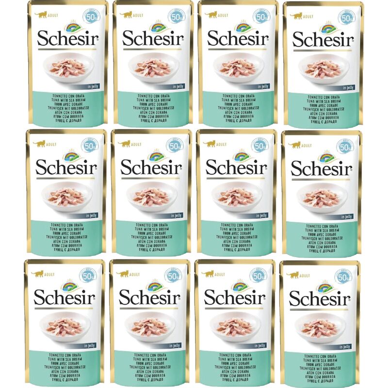 SCHESIR Single Dish Thunfisch mit Dorade Nassfutter für Katzen Beutel 24x50g