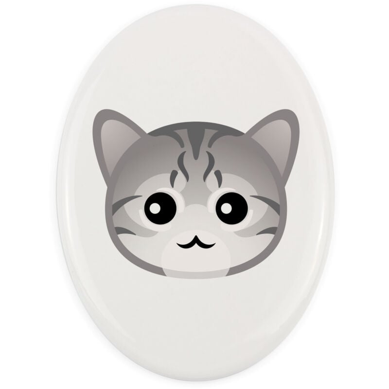 Ägyptische Mau-Katze – Keramik-Grabsteinfliese mit Grafik und Inschrift von Art-Dog