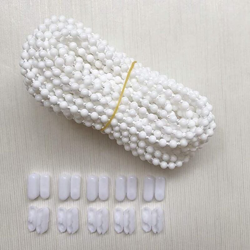 10 Meter Jalousiekette mit 10 Anschlüssen, Kordel für vertikale Jalousien, Ersatzteile, (weiß) - Ahlsen