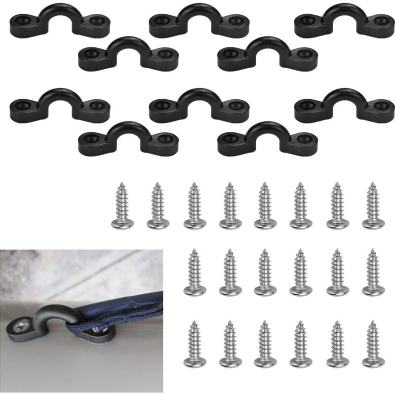 Ahlsen - 10 Stück Kajak-Deck-Schnallen mit 20 Schrauben, Kajak-Zurrgurt für Boot, Kajak-Deck-Takelage, Kajak-Deck-Zurröse, Kajak-Deck-Schnallen,