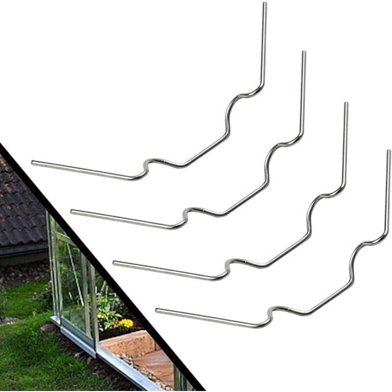 Ahlsen - 100 Stück Gewächshaus-Verglasungsklammern, W-Typ Gewächshaus-Edelstahlklemmen – ideal für Hohlplatten- und Gewächshausglasklemmen,
