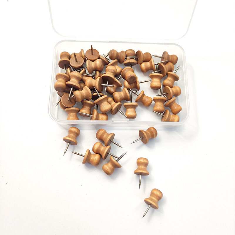 Ahlsen - 100 Stück Holz-Reißzwecken, dekorative Holz-Reißzwecken mit Box für Pinnwand, Holz-Wandkarte, Kalender, Fotos, Bastelprojekte, Büro,