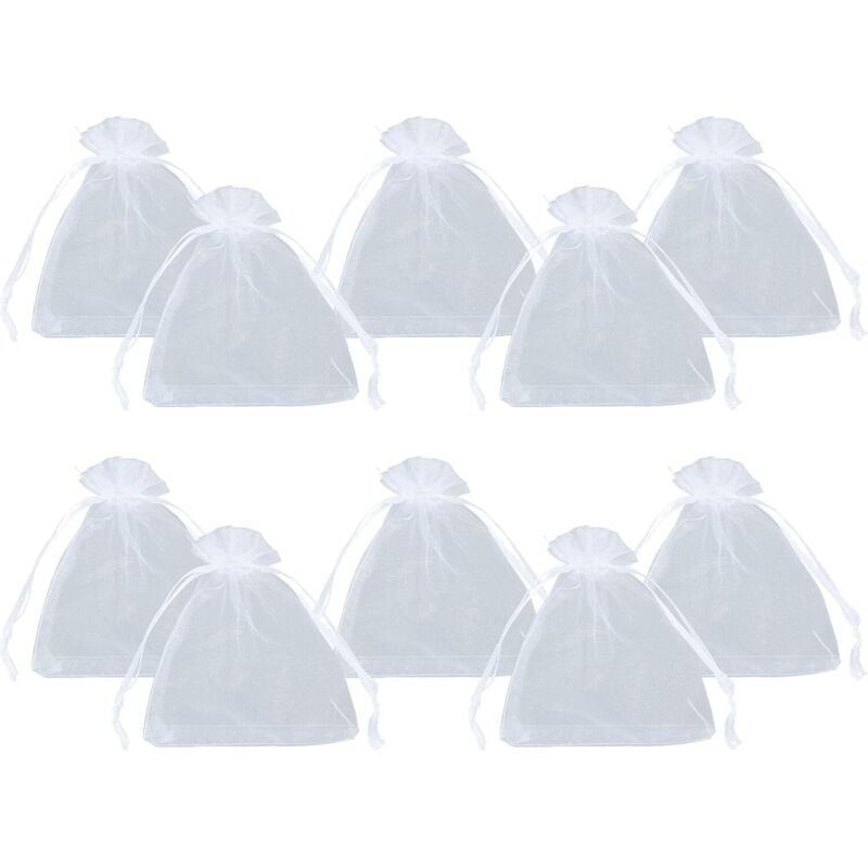 Ahlsen 100 Stück weiße Organzabeutel, 10 x 12 cm, transparente Organzabeutel mit Kordelzug für kleine Gegenstände, Geschenke, Schmuck, Verpackung und