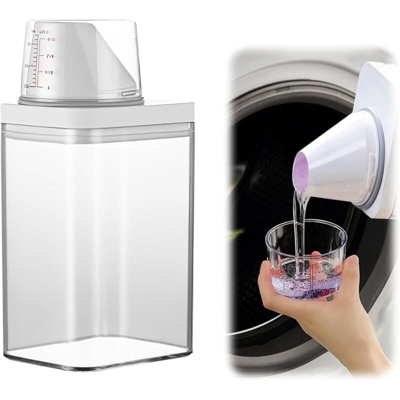1100 ml luftdichter Waschmittelspender, multifunktionaler Flüssigwäschespender mit Messbecher, wiederverwendbar, für flüssige Wäsche,