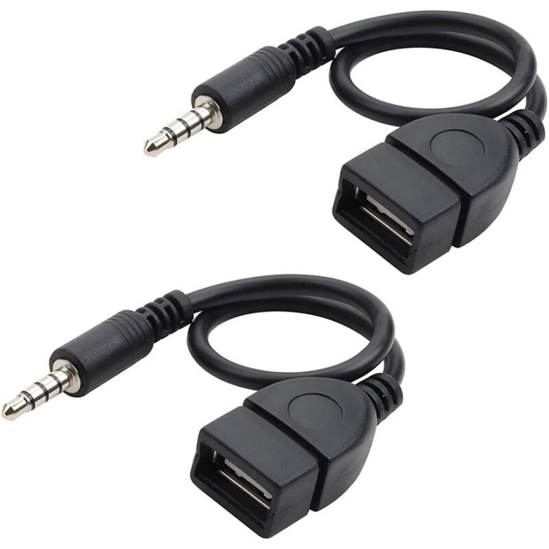 Ahlsen - 2-teiliges USB-Ladekabel, Auto-Aux-Port-Adapterkabel, 3,5-mm-Stecker auf usb 2.0-Buchse, Aux-Audio-Adapterkabel, für CD-Player,