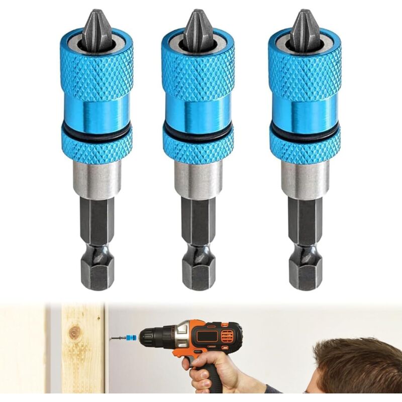3-teiliger Trockenbau-Bithalter, magnetischer Trockenbau-Bitschaft, Schraubendreher-Bit, für Akkuschrauber und Handbohrmaschine - Ahlsen
