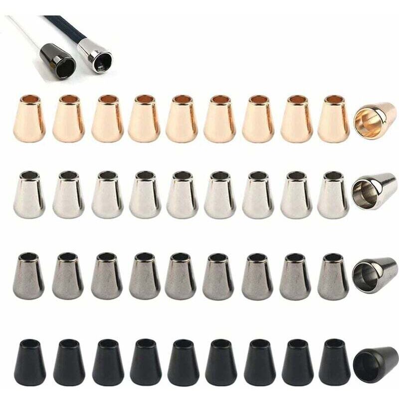 40 Stück Kordelstopper aus Metall, Stopper aus Metall, Kordelenden, Kordel-Endkappe für Kordeln, Kleidung, Rucksack, Sportbekleidung (4 Farben)