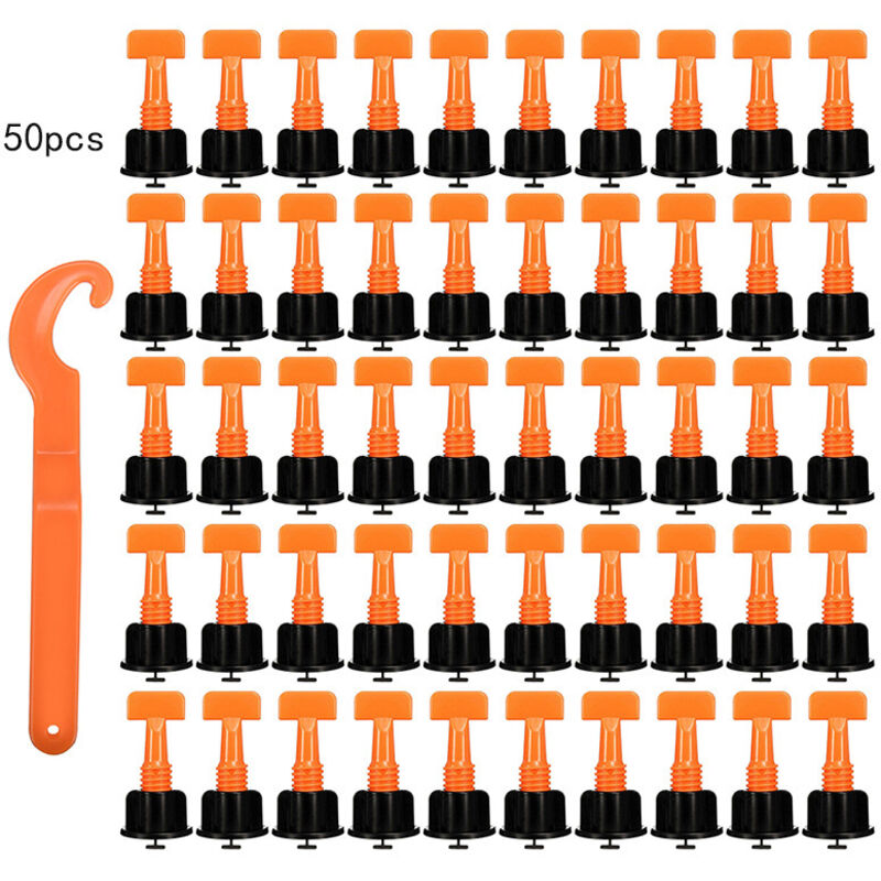 Ahlsen 50 Sets Fliesen-Nivelliersystem, wiederverwendbares Fliesen-Installationswerkzeug-Set für den Wand- und Bodenbau