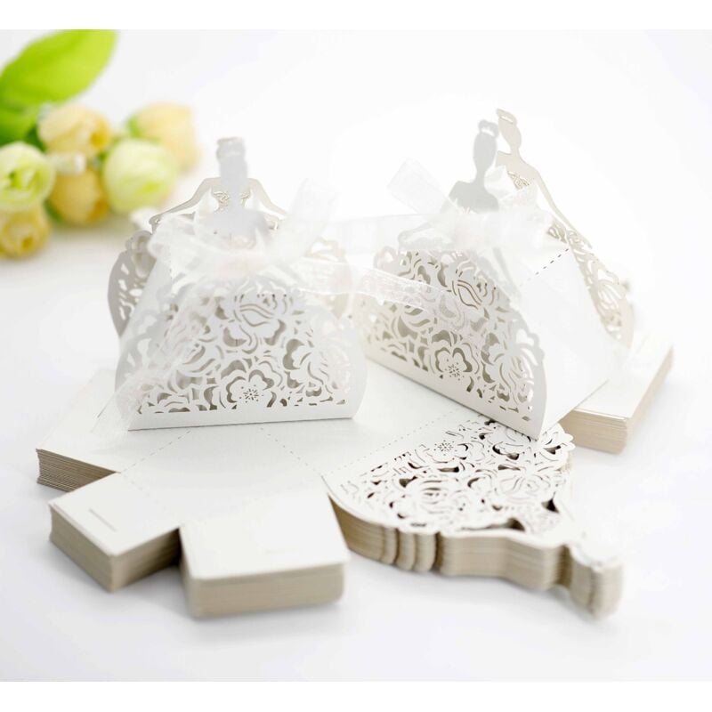 50 Stück kleine Geschenkbox, Geschenkboxen, Süßigkeiten-Geschenkbox mit Band, Weihnachts-Süßigkeitsboxen, für DIY-Geschenk, Hochzeit, Party - Ahlsen