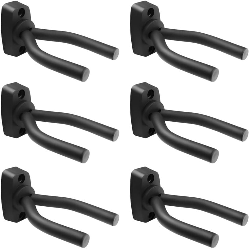 Ahlsen - 6 Stück schwarze Gitarren-Wandaufhängung, Gitarrenhaken, Gitarren-Wandhalterungen, Gitarren-Aufhänger, kompatibel für alle Arten von