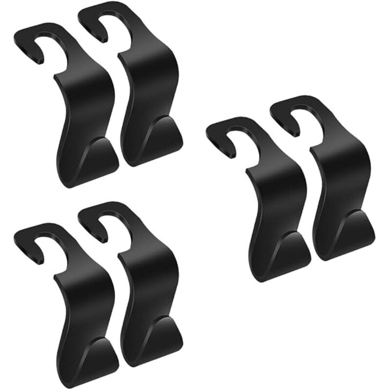 Ahlsen 6er-Pack Autositz-Haken, Auto-Aufbewahrungshaken, Rücksitz-Kopfstützen-Haken, Auto-Kopfstützen-Rücksitz-Haken (schwarz)